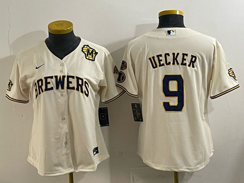 Women 2025 Milwaukee Brewers #9 Uecker Cream 2025 Nike MLB Jersey 014->women mlb jersey->Women Jersey